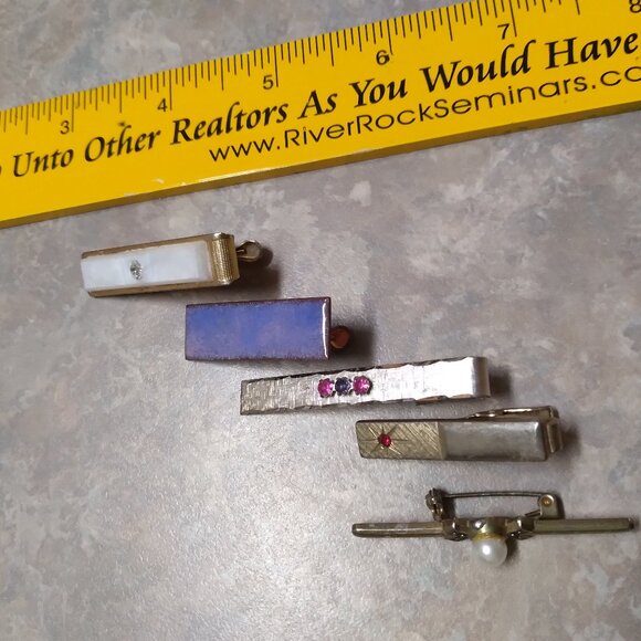 Tie Clasps Vintage Lot of 5 (1 stamped G.F.) - Picture 4 of 7